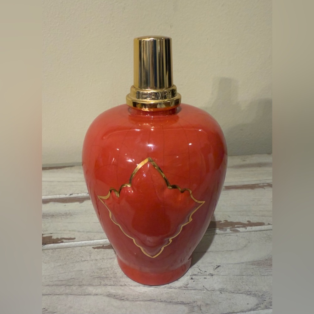 Used Lampe Berger Red and Gold Enameled Earthenware, Mandarin Gold